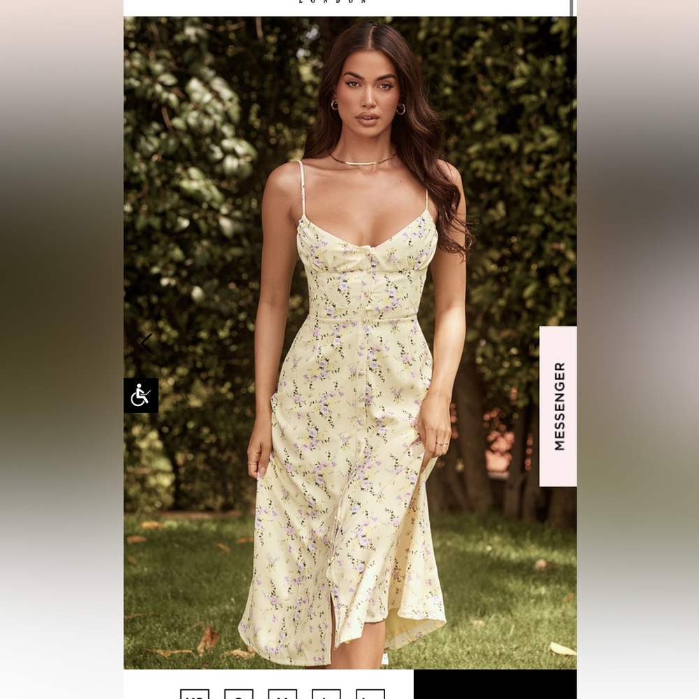 House of CB Annabella yellow floral midi dress